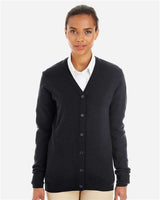 Harriton M425W Ladies' Pilbloc V-Neck Button Cardigan Sweater #color_BLACK
