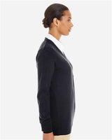 Harriton M425W Ladies' Pilbloc V-Neck Button Cardigan Sweater #color_BLACK