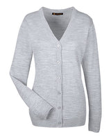 Harriton M425W Ladies' Pilbloc V-Neck Button Cardigan Sweater #color_GREY HEATHER