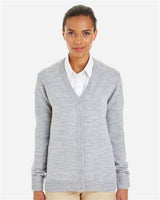 Harriton M425W Ladies' Pilbloc V-Neck Button Cardigan Sweater #color_GREY HEATHER