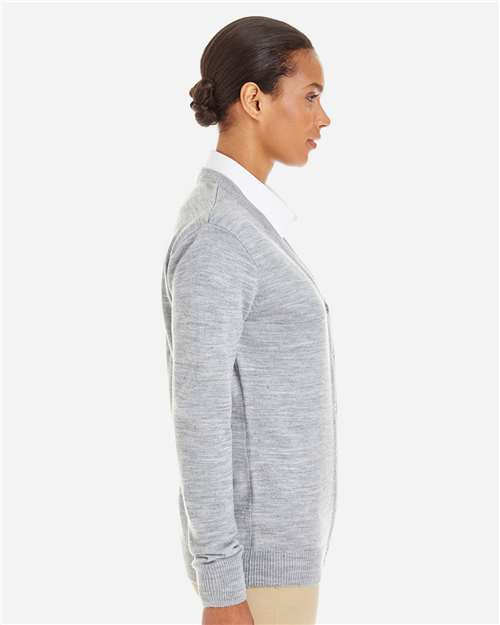Harriton M425W Ladies' Pilbloc V-Neck Button Cardigan Sweater #color_GREY HEATHER