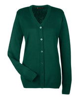 Harriton M425W Ladies' Pilbloc V-Neck Button Cardigan Sweater #color_HUNTER