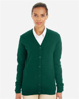 Harriton M425W Ladies' Pilbloc V-Neck Button Cardigan Sweater #color_HUNTER