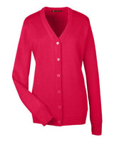 Harriton M425W Ladies' Pilbloc V-Neck Button Cardigan Sweater #color_RED