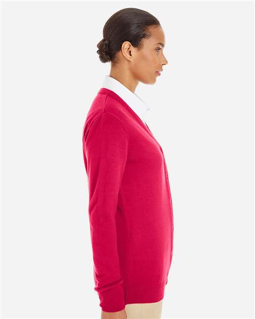 Harriton M425W Ladies' Pilbloc V-Neck Button Cardigan Sweater #color_RED