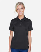 Harriton M345W Ladies' Advantage Snag Protection Plus IL Snap Placket Polo #color_BLACK