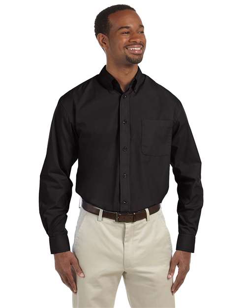 Harriton M510 Men's 3.1 oz. Essential Poplin #color_BLACK