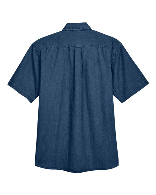 Harriton M550S Men's 6.5 oz. Short-Sleeve Denim Shirt #color_DARK DENIM