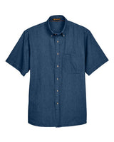 Harriton M550S Men's 6.5 oz. Short-Sleeve Denim Shirt #color_DARK DENIM