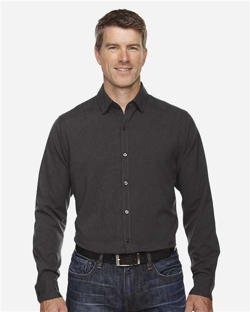 North End 88802 Men's Mlange Performance Shirt #color_CARBON HEATHER