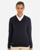 Harriton M420W Ladies' Pilbloc V-Neck Sweater #color_BLACK
