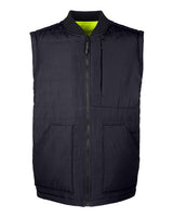 Harriton M776 Adult Dockside Interactive Reversible Freezer Vest #color_BLK/ SFTY YELLOW