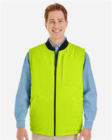 Harriton M776 Adult Dockside Interactive Reversible Freezer Vest #color_BLK/ SFTY YELLOW