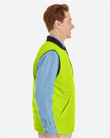 Harriton M776 Adult Dockside Interactive Reversible Freezer Vest #color_BLK/ SFTY YELLOW