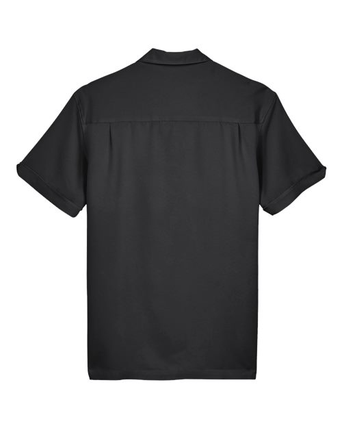 Harriton M575 Men's Two-Tone Bahama Cord Camp Shirt #color_BLACK/ CREME