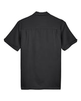 Harriton M575 Men's Two-Tone Bahama Cord Camp Shirt #color_BLACK/ CREME