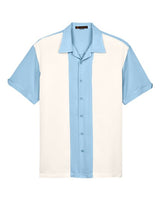 Harriton M575 Men's Two-Tone Bahama Cord Camp Shirt #color_CLOUD BLUE/ CREM
