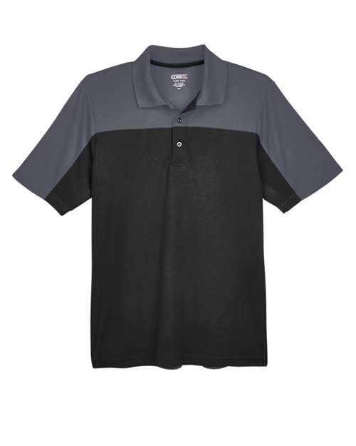 Core 365 CE101 Men's Balance Colorblock Performance Piqu Polo #color_BLACK/ CARBON
