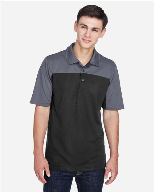 Core 365 CE101 Men's Balance Colorblock Performance Piqu Polo #color_BLACK/ CARBON