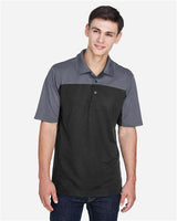 Core 365 CE101 Men's Balance Colorblock Performance Piqu Polo #color_BLACK/ CARBON