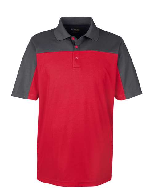 Core 365 CE101 Men's Balance Colorblock Performance Piqu Polo #color_CLASSC RED/ CRBN