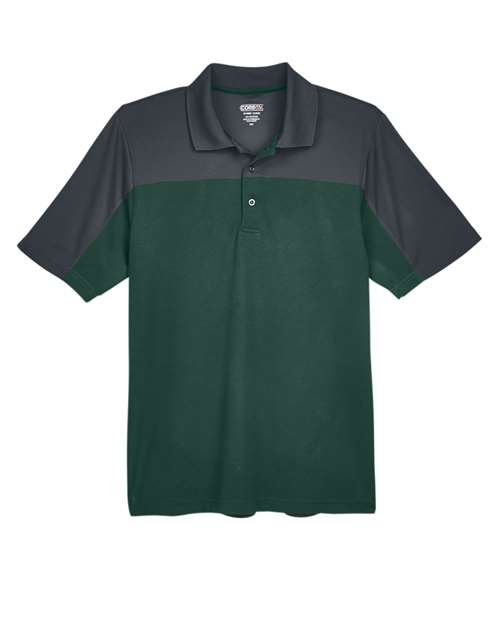 Core 365 CE101 Men's Balance Colorblock Performance Piqu Polo #color_FOREST/ CARBON