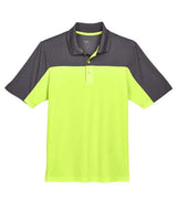 Core 365 CE101 Men's Balance Colorblock Performance Piqu Polo #color_SFTY YLW/ CRBN