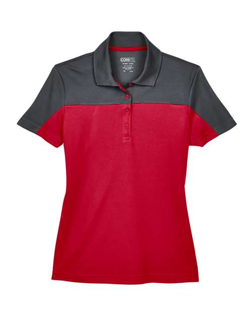 Core 365 CE101W Ladies' Balance Colorblock Performance Piqu Polo #color_CLASSC RED/ CRBN