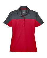 Core 365 CE101W Ladies' Balance Colorblock Performance Piqu Polo #color_CLASSC RED/ CRBN