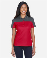 Core 365 CE101W Ladies' Balance Colorblock Performance Piqu Polo #color_CLASSC RED/ CRBN