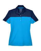 Core 365 CE101W Ladies' Balance Colorblock Performance Piqu Polo #color_ELC BLU/ CL NVY