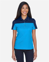 Core 365 CE101W Ladies' Balance Colorblock Performance Piqu Polo #color_ELC BLU/ CL NVY