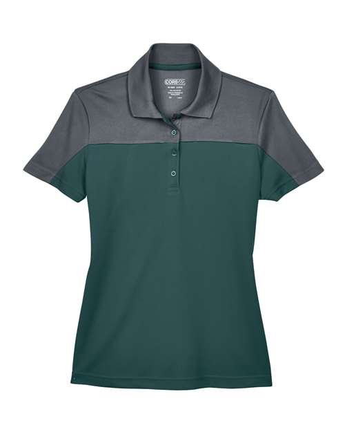 Core 365 CE101W Ladies' Balance Colorblock Performance Piqu Polo #color_FOREST/ CARBON