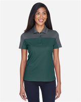 Core 365 CE101W Ladies' Balance Colorblock Performance Piqu Polo #color_FOREST/ CARBON