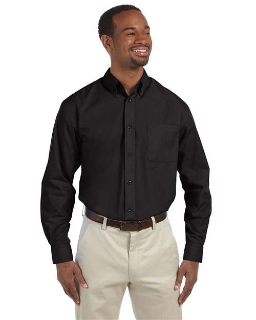 Harriton M510T Men's Tall 3.1 oz. Essential Poplin #color_BLACK