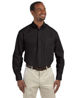 Harriton M510T Men's Tall 3.1 oz. Essential Poplin #color_BLACK