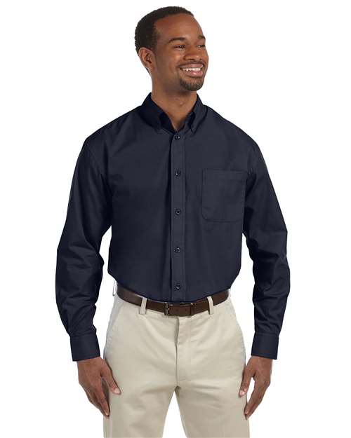 Harriton M510T Men's Tall 3.1 oz. Essential Poplin #color_NAVY