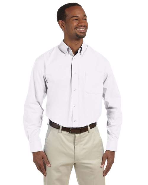 Harriton M510T Men's Tall 3.1 oz. Essential Poplin #color_WHITE