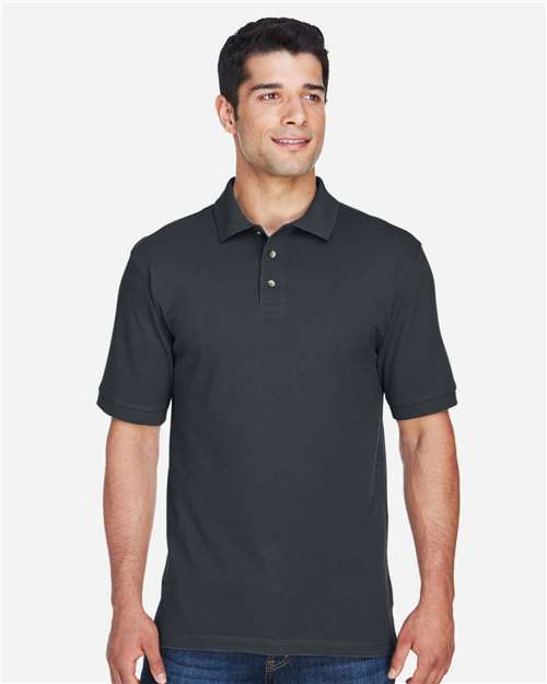 Harriton M200T Men's Tall 6 oz. Ringspun Cotton Piqu Short-Sleeve Polo #color_BLACK