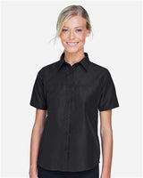 Harriton M580W Ladies' Key West Short-Sleeve Performance Staff Shirt #color_BLACK