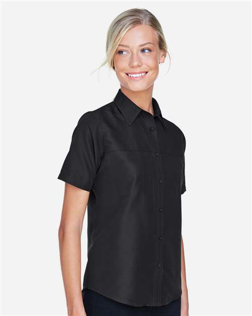 Harriton M580W Ladies' Key West Short-Sleeve Performance Staff Shirt #color_BLACK
