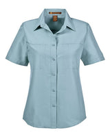 Harriton M580W Ladies' Key West Short-Sleeve Performance Staff Shirt #color_CLOUD BLUE