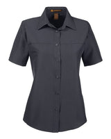 Harriton M580W Ladies' Key West Short-Sleeve Performance Staff Shirt #color_DARK CHARCOAL