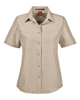 Harriton M580W Ladies' Key West Short-Sleeve Performance Staff Shirt #color_KHAKI