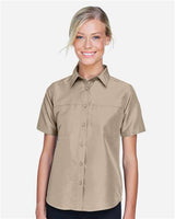 Harriton M580W Ladies' Key West Short-Sleeve Performance Staff Shirt #color_KHAKI