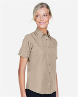 Harriton M580W Ladies' Key West Short-Sleeve Performance Staff Shirt #color_KHAKI