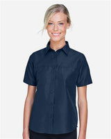 Harriton M580W Ladies' Key West Short-Sleeve Performance Staff Shirt #color_NAVY