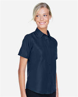 Harriton M580W Ladies' Key West Short-Sleeve Performance Staff Shirt #color_NAVY