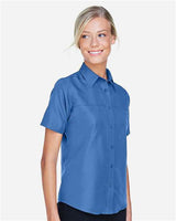 Harriton M580W Ladies' Key West Short-Sleeve Performance Staff Shirt #color_POOL BLUE