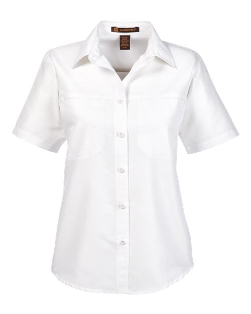 Harriton M580W Ladies' Key West Short-Sleeve Performance Staff Shirt #color_WHITE
